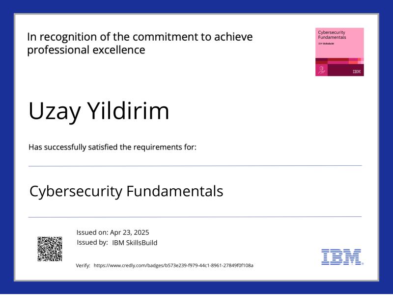 IBM Cybersecurity Fundamentals Certificate
