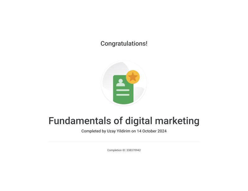 Google Fundamentals of Digital Marketing Certificate