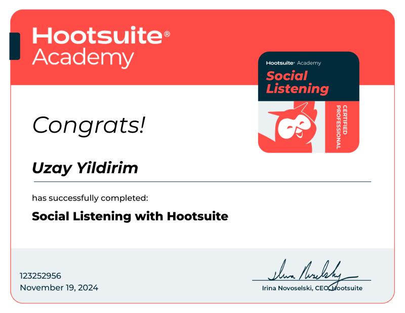 Social Listening with Hootsuite Certification